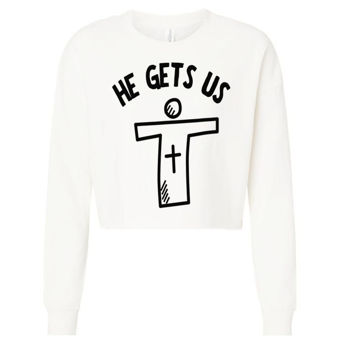Christian JESUS HE GETS US Cropped Pullover Crew