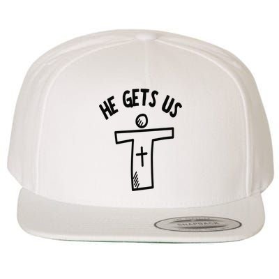 Christian JESUS HE GETS US Wool Snapback Cap