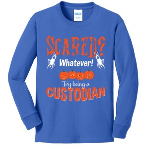 Custodian Janitor Halloween Gift Scared School Meaningful Gift Cute Gift Kids Long Sleeve Shirt