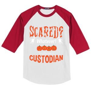 Custodian Janitor Halloween Gift Scared School Meaningful Gift Cute Gift Kids Colorblock Raglan Jersey