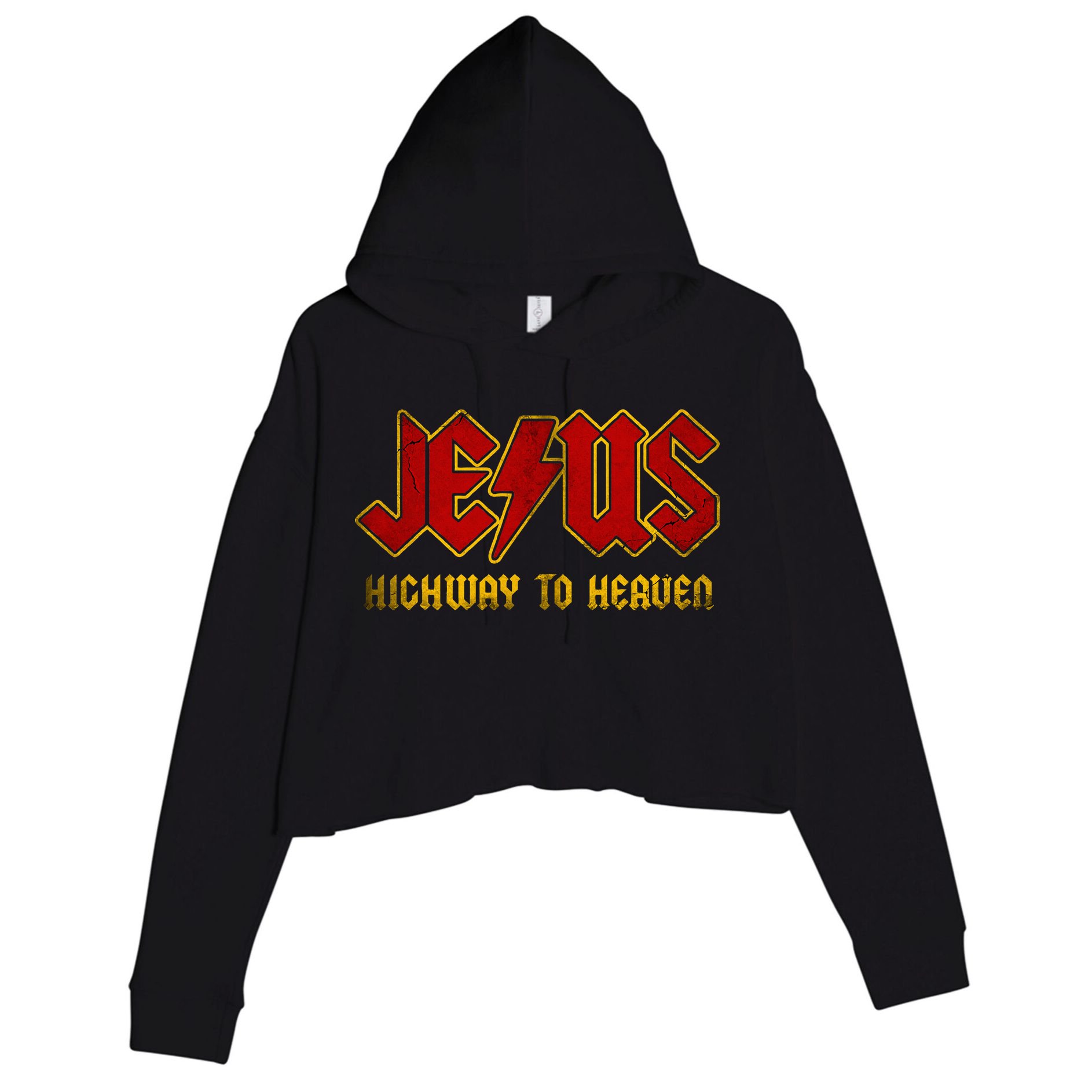 Christ Jesus Highway To Heaven Superhero Jesus Christian Crop Fleece Hoodie