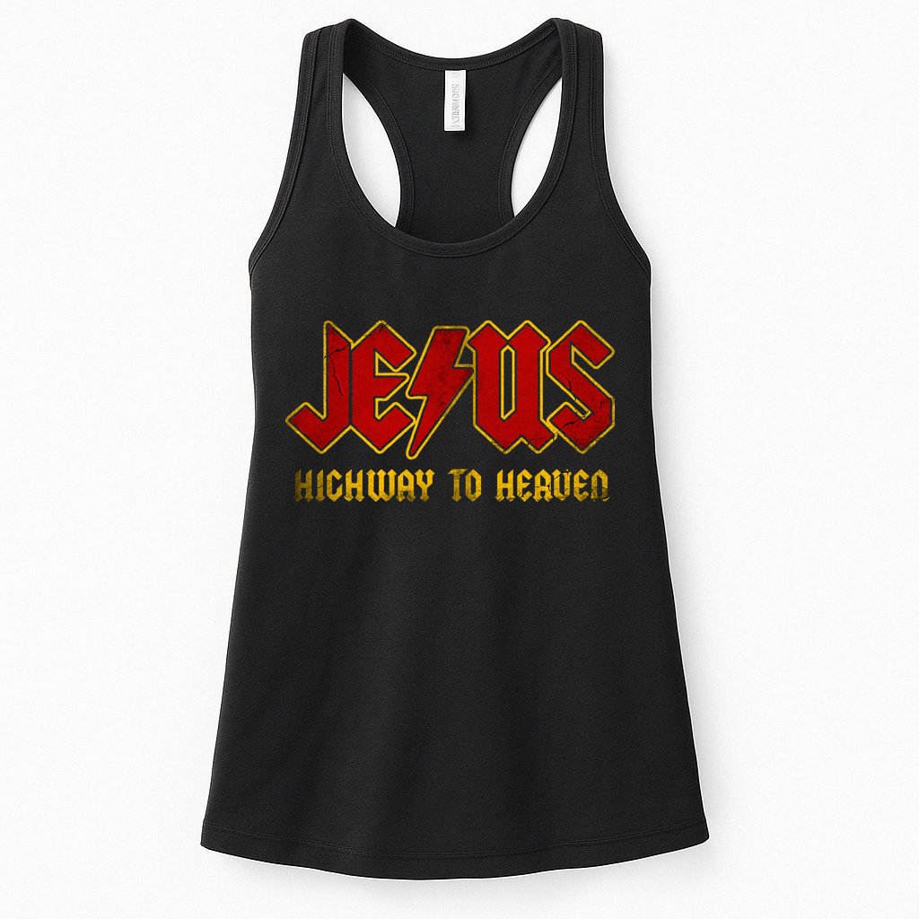 Christ Jesus Highway To Heaven Superhero Jesus Christian Womens Tank Top