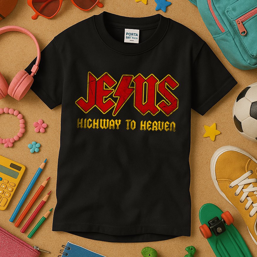 Christ Jesus Highway To Heaven Superhero Jesus Christian Kids T-Shirt