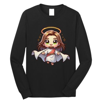 Cute Jesus Hero Christian Church Superhero Faith God Long Sleeve Shirt