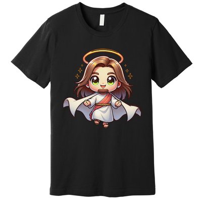 Cute Jesus Hero Christian Church Superhero Faith God Premium T-Shirt