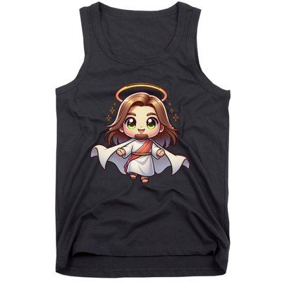 Cute Jesus Hero Christian Church Superhero Faith God Tank Top