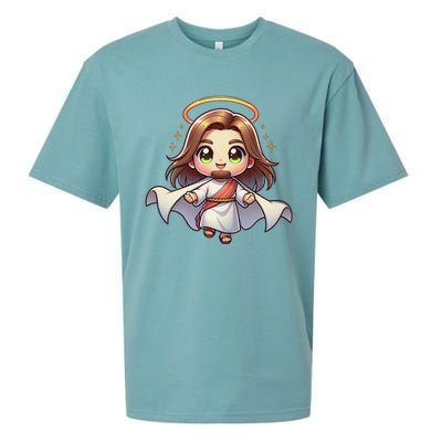 Cute Jesus Hero Christian Church Superhero Faith God Sueded Cloud Jersey T-Shirt