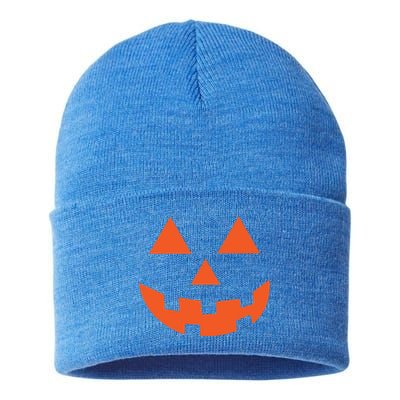 Classic Jackolantern Halloween Pumpkin Face Trick Or Treat Gift Sustainable Knit Beanie