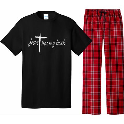 Cross Jesus Has My Back Christian Worshiper Religious Saying Pajama Set