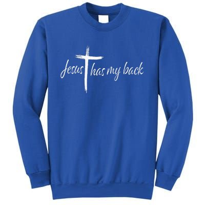 Cross Jesus Has My Back Christian Worshiper Religious Saying Sweatshirt