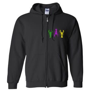 Crawfish Jester Hat Bead New Orleans Mardi Gras Full Zip Hoodie