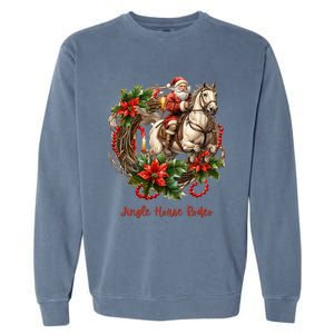 Christmas Jingle Horse Rodeo Winter Funny S Gift Garment-Dyed Sweatshirt