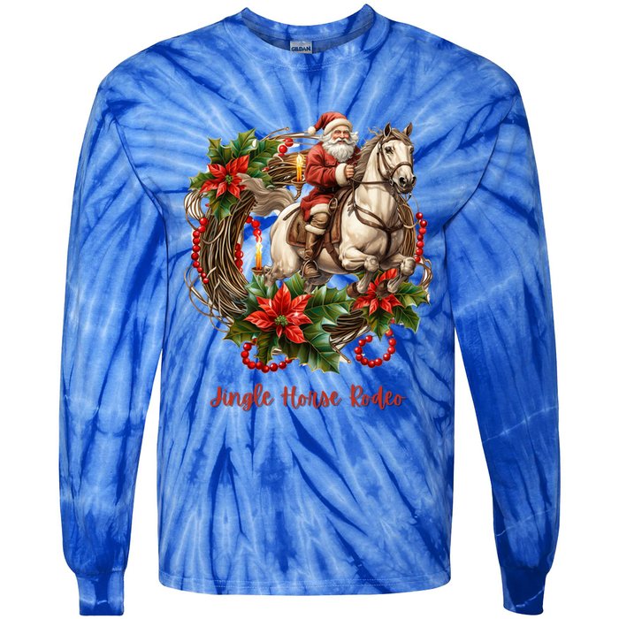 Christmas Jingle Horse Rodeo Winter Funny S Gift Tie-Dye Long Sleeve Shirt