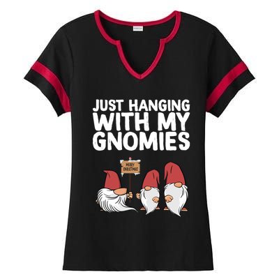 Christmas Just Hanging With My Gnomies Merry Christmas Eve Gift Ladies Halftime Notch Neck Tee