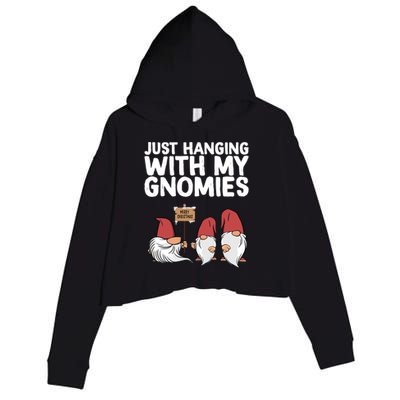 Christmas Just Hanging With My Gnomies Merry Christmas Eve Gift Crop Fleece Hoodie