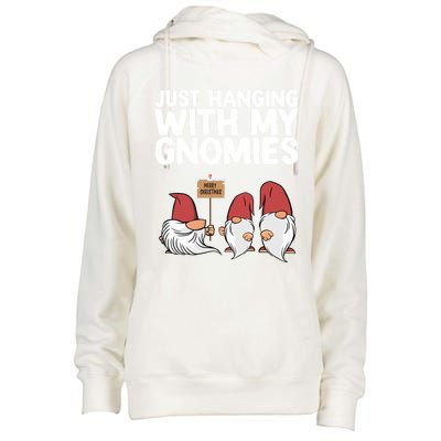 Christmas Just Hanging With My Gnomies Merry Christmas Eve Gift Womens Funnel Neck Pullover Hood