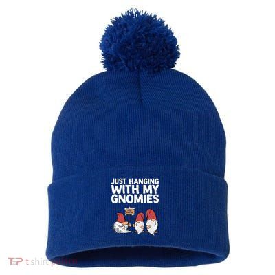 Christmas Just Hanging With My Gnomies Merry Christmas Eve Gift Pom Pom 12in Knit Beanie