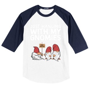 Christmas Just Hanging With My Gnomies Merry Christmas Eve Gift Baseball Sleeve Shirt