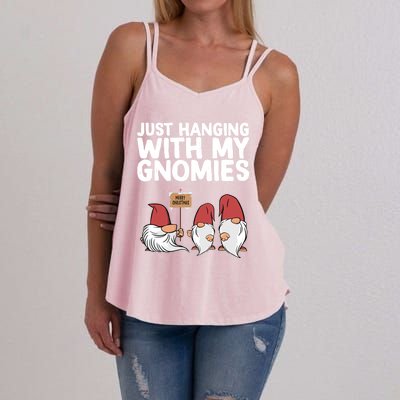 Christmas Just Hanging With My Gnomies Merry Christmas Eve Gift Women's Strappy Tank