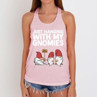 Christmas Just Hanging With My Gnomies Merry Christmas Eve Gift Women's Knotted Racerback Tank