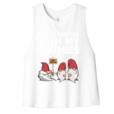 Christmas Just Hanging With My Gnomies Merry Christmas Eve Gift Women's Racerback Cropped Tank