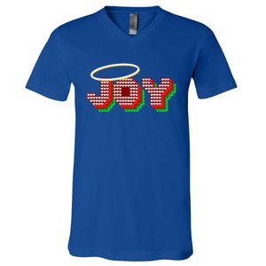 Christmas Joy Halo Xmas Knitted Faith Gift V-Neck T-Shirt