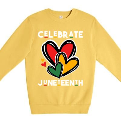 Celebrate Junenth Hearts Black Freedom Day Cute Gift Premium Crewneck Sweatshirt