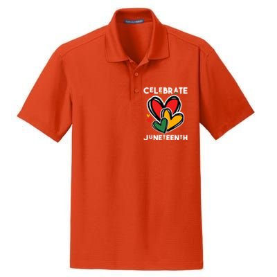 Celebrate Junenth Hearts Black Freedom Day Cute Gift Dry Zone Grid Polo