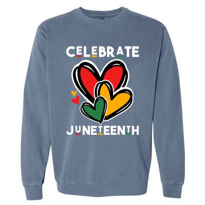 Celebrate Junenth Hearts Black Freedom Day Cute Gift Garment-Dyed Sweatshirt