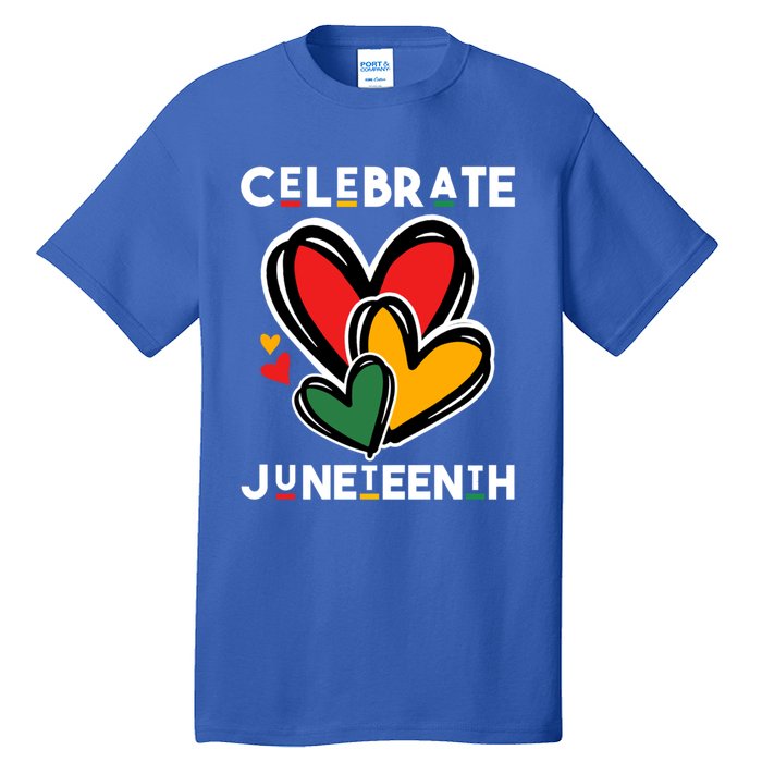 Celebrate Junenth Hearts Black Freedom Day Cute Gift Tall T-Shirt