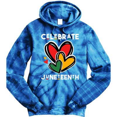 Celebrate Junenth Hearts Black Freedom Day Cute Gift Tie Dye Hoodie