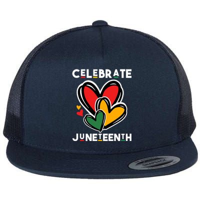 Celebrate Junenth Hearts Black Freedom Day Cute Gift Flat Bill Trucker Hat