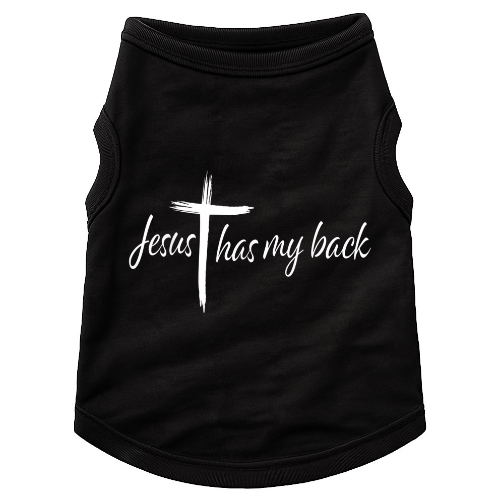 Cross Jesus Has My Back Christian Worshiper Religious Saying Doggie Tank