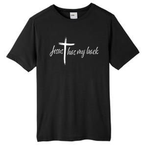 Cross Jesus Has My Back Christian Worshiper Religious Saying Tall Fusion ChromaSoft Performance T-Shirt