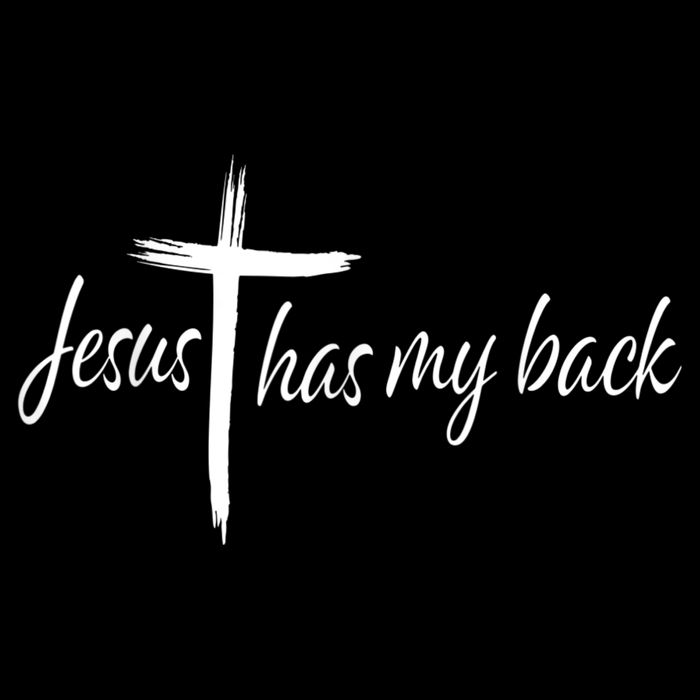 Cross Jesus Has My Back Christian Worshiper Religious Saying Drawstring Bag