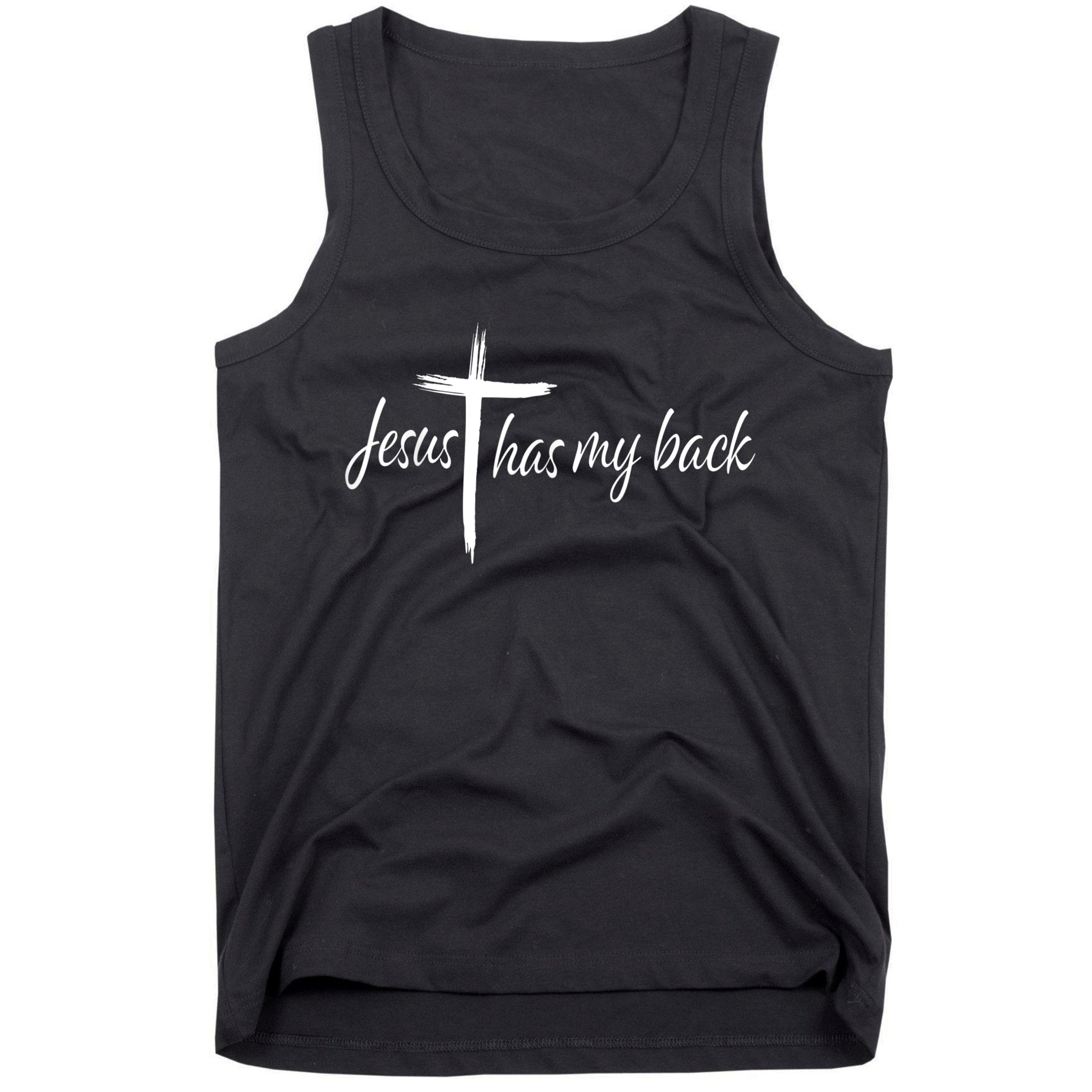 Cross Jesus Has My Back Christian Worshiper Religious Saying Tank Top