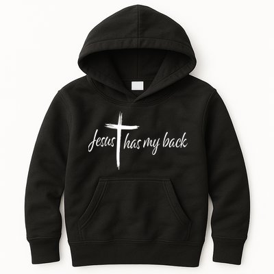 Cross Jesus Has My Back Christian Worshiper Religious Saying Kids Hoodie