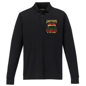 Celebrating Juneteenth Independence Day Black Freedom 1865 Gift Performance Long Sleeve Polo