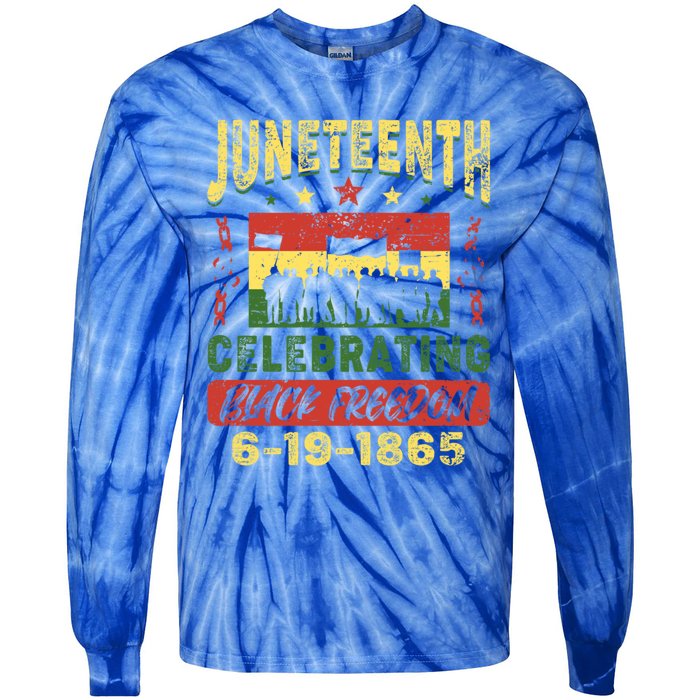 Celebrating Juneteenth Independence Day Black Freedom 1865 Gift Tie-Dye Long Sleeve Shirt