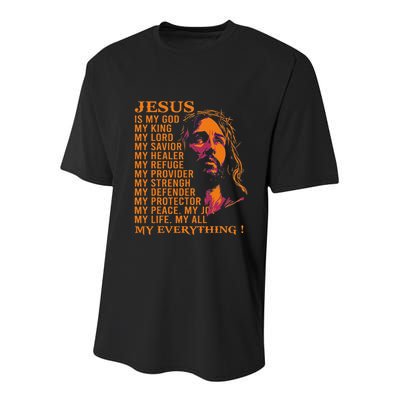 Christian Jesus Is My God King Lord And Savior Youth Performance Sprint T-Shirt