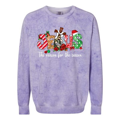 Christmas Jesus Is The Reason For The Season Jesus Pajamas  Colorblast Crewneck Sweatshirt