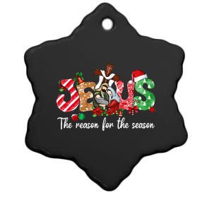 Christmas Jesus Is The Reason For The Season Jesus Pajamas  Ceramic Star Ornament