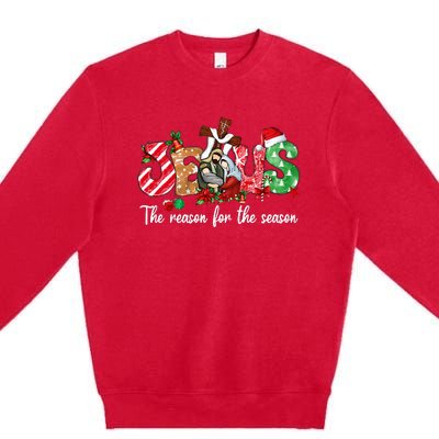 Christmas Jesus Is The Reason For The Season Jesus Pajamas  Premium Crewneck Sweatshirt