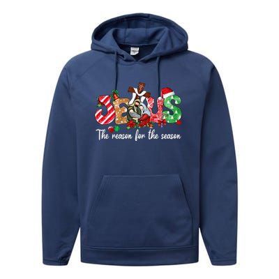 Christmas Jesus Is The Reason For The Season Jesus Pajamas  Performance Fleece Hoodie