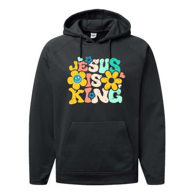 Christian Jesus Is King Aesthetic Groovy Performance Fleece Hoodie