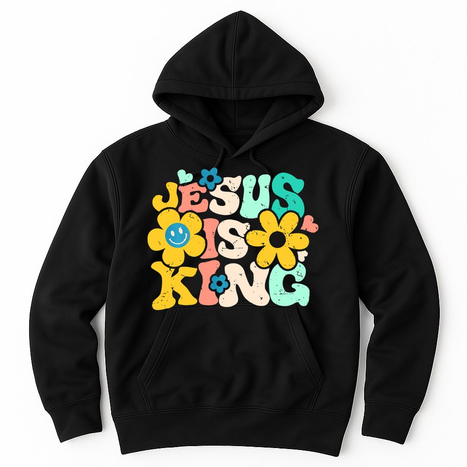 Christian Jesus Is King Aesthetic Groovy Hoodie