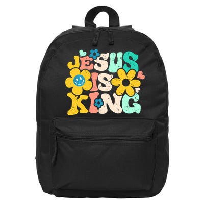 Christian Jesus Is King Aesthetic Groovy 16 in Basic Backpack