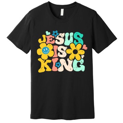 Christian Jesus Is King Aesthetic Groovy Premium T-Shirt
