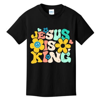 Christian Jesus Is King Aesthetic Groovy Kids T-Shirt