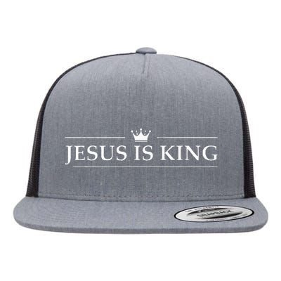 Christian Jesus Is King Design Crown Flat Bill Trucker Hat